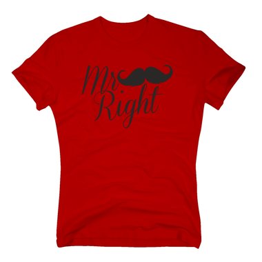 Herren T-Shirt - Mr. Right weiss-schwarz S