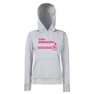 Damen Hoodie - Groe Schwester loading fuchsia-gold XS