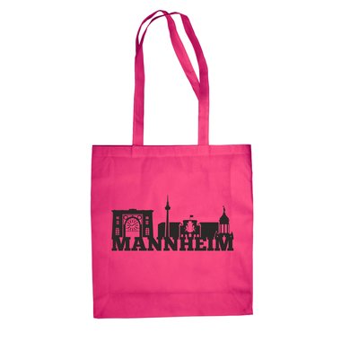 Jutebeutel - Mannheim Skyline fuchsia-schwarz