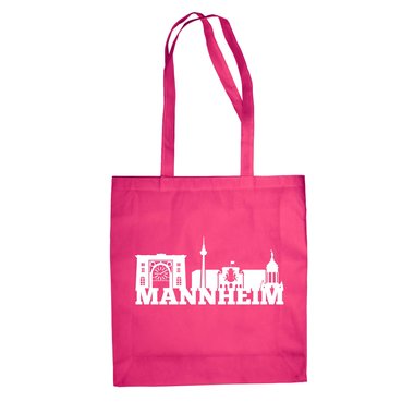 Jutebeutel - Mannheim Skyline fuchsia-schwarz