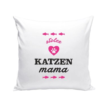 Dekokissen - Stolze Katzen Mama braun-fuchsia