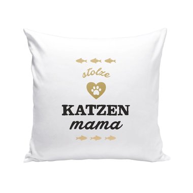 Dekokissen - Stolze Katzen Mama braun-fuchsia