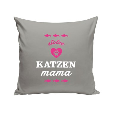 Dekokissen - Stolze Katzen Mama braun-fuchsia