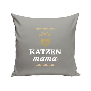 Dekokissen - Stolze Katzen Mama braun-fuchsia