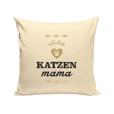 Dekokissen - Stolze Katzen Mama braun-fuchsia