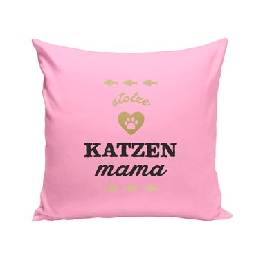 Dekokissen - Stolze Katzen Mama braun-fuchsia