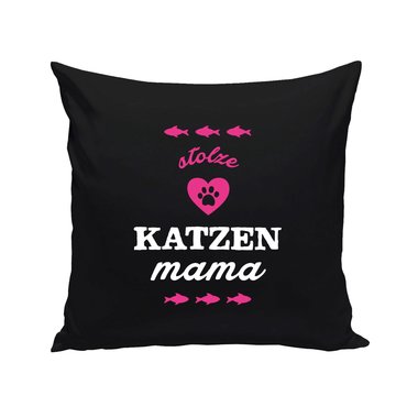 Dekokissen - Stolze Katzen Mama braun-fuchsia