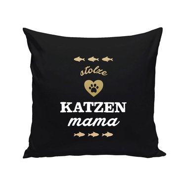 Dekokissen - Stolze Katzen Mama braun-fuchsia