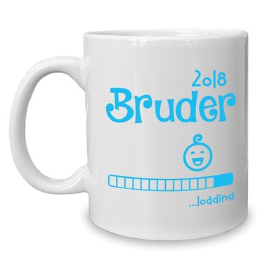 Kaffeebecher - Tasse - Bruder 2018 loading... weiss-cyan