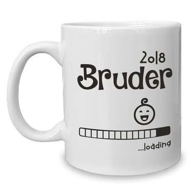 Kaffeebecher - Tasse - Bruder 2018 loading... weiss-cyan