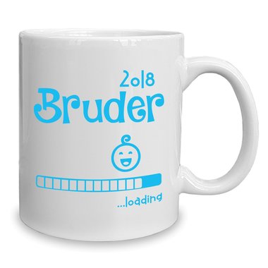 Kaffeebecher - Tasse - Bruder 2018 loading... weiss-cyan