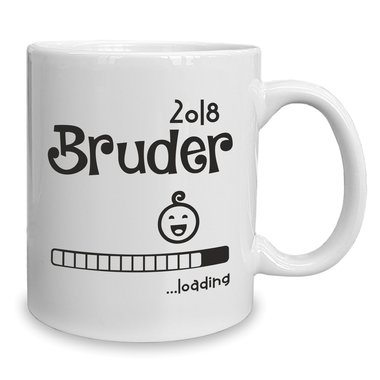 Kaffeebecher - Tasse - Bruder 2018 loading... weiss-cyan