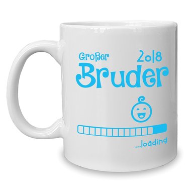 Kaffeebecher - Tasse - Groer Bruder 2018 ...loading weiss-cyan