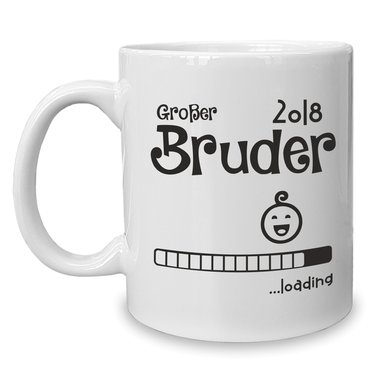 Kaffeebecher - Tasse - Groer Bruder 2018 ...loading weiss-cyan