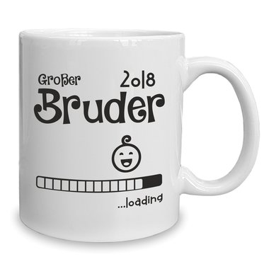 Kaffeebecher - Tasse - Groer Bruder 2018 ...loading weiss-cyan