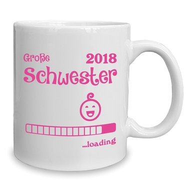 Kaffeebecher - Tasse - Groe Schwester 2018 ...loading weiss-fuchsia