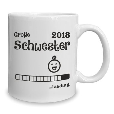 Kaffeebecher - Tasse - Groe Schwester 2018 ...loading weiss-fuchsia