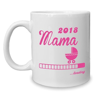 Kaffeebecher - Tasse - Mama 2018 ...loading weiss-fuchsia