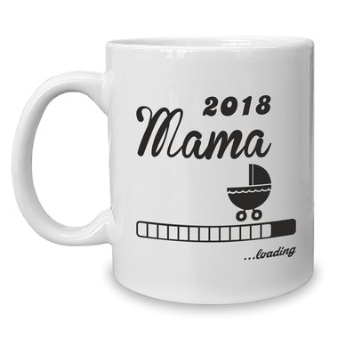 Kaffeebecher - Tasse - Mama 2018 ...loading weiss-fuchsia