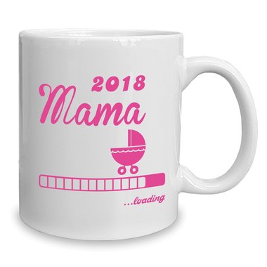 Kaffeebecher - Tasse - Mama 2018 ...loading weiss-fuchsia