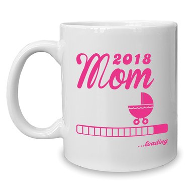 Kaffeebecher - Tasse - Mom 2018 ...loading weiss-fuchsia