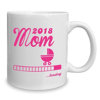 Kaffeebecher - Tasse - Mom 2018 ...loading weiss-fuchsia