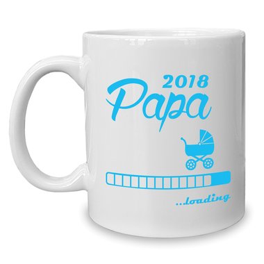 Kaffeebecher - Tasse - Papa 2018 ...loading weiss-cyan