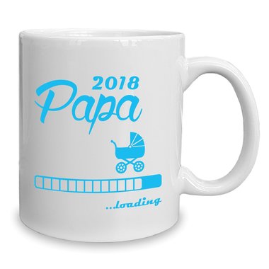 Kaffeebecher - Tasse - Papa 2018 ...loading weiss-cyan