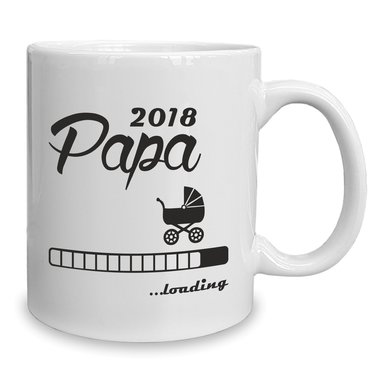 Kaffeebecher - Tasse - Papa 2018 ...loading weiss-cyan