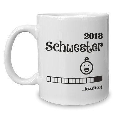 Kaffeebecher - Tasse - Schwester 2018 ...loading weiss-fuchsia