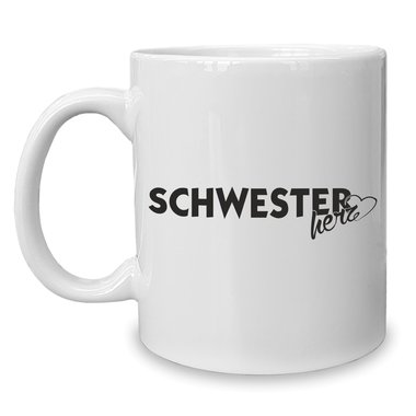 Kaffeebecher - Tasse - Schwesterherz weiss-schwarz