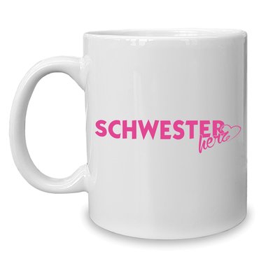 Kaffeebecher - Tasse - Schwesterherz weiss-schwarz