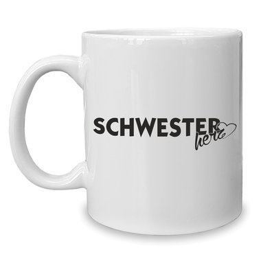 Kaffeebecher - Tasse - Schwesterherz weiss-schwarz