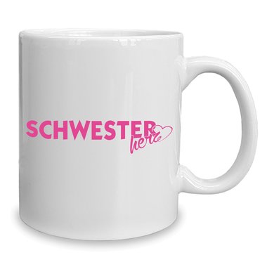 Kaffeebecher - Tasse - Schwesterherz weiss-schwarz