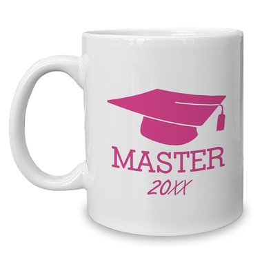 Kaffeebecher - Tasse - Master mit Wunschjahr weiss-dunkelblau