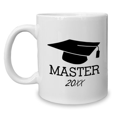 Kaffeebecher - Tasse - Master mit Wunschjahr weiss-dunkelblau