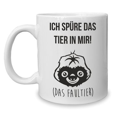 Kaffeebecher - Tasse - Ich spre das Tier in mir weiss-schwarz