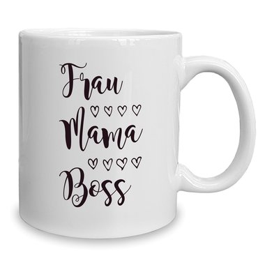 Kaffeebecher - Tasse - Frau, Mama, Boss weiss-schwarz