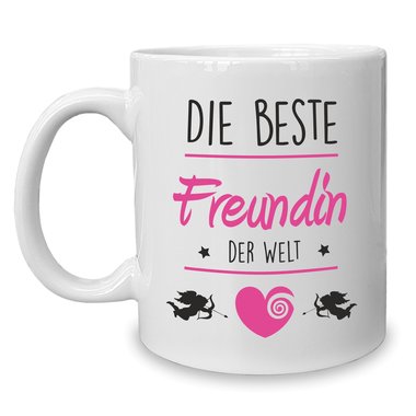 Kaffeebecher - Tasse - Die Beste Freundin der Welt weiss-fuchsia