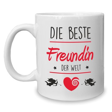 Kaffeebecher - Tasse - Die Beste Freundin der Welt weiss-fuchsia