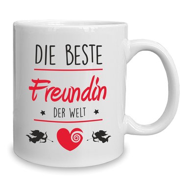 Kaffeebecher - Tasse - Die Beste Freundin der Welt weiss-fuchsia