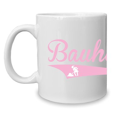 Kaffeebecher - Tasse - Bauherrin weiss-fuchsia