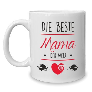 Kaffeebecher - Tasse - Die Beste Mama der Welt weiss-fuchsia