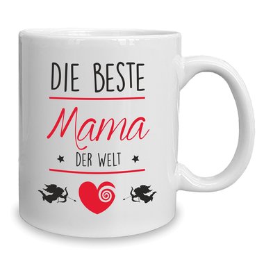 Kaffeebecher - Tasse - Die Beste Mama der Welt weiss-fuchsia