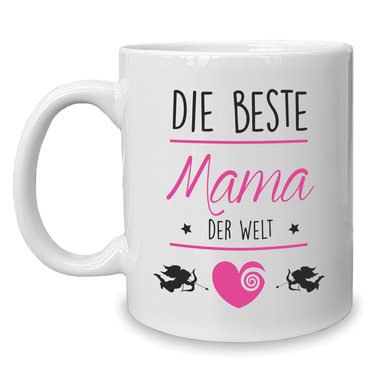 Kaffeebecher - Tasse - Die Beste Mama der Welt weiss-rot