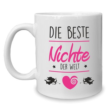 Kaffeebecher - Tasse - Die Beste Nichte der Welt weiss-fuchsia