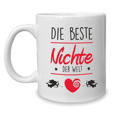 Kaffeebecher - Tasse - Die Beste Nichte der Welt weiss-fuchsia