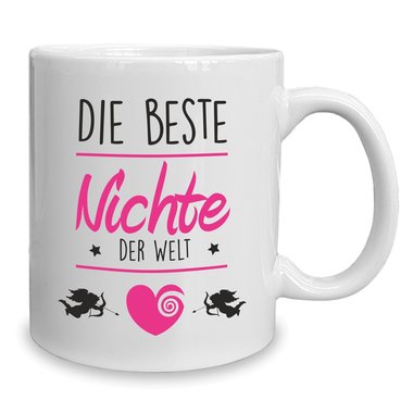 Kaffeebecher - Tasse - Die Beste Nichte der Welt weiss-fuchsia