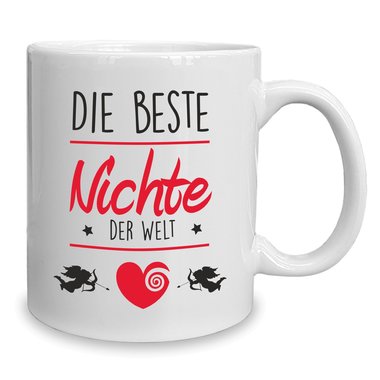 Kaffeebecher - Tasse - Die Beste Nichte der Welt weiss-fuchsia