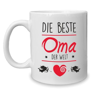 Kaffeebecher - Tasse - Die Beste Oma der Welt weiss-rot